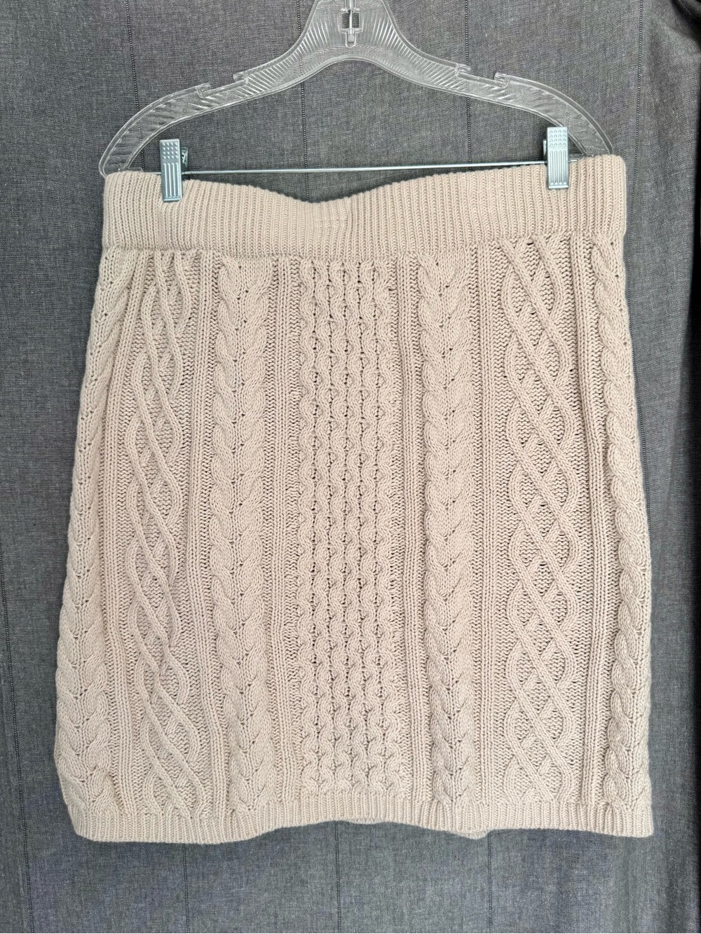 Nautical Fisherman Chunky Cable Knit Pull On Sweater Skirt Cream CoastalCore XL